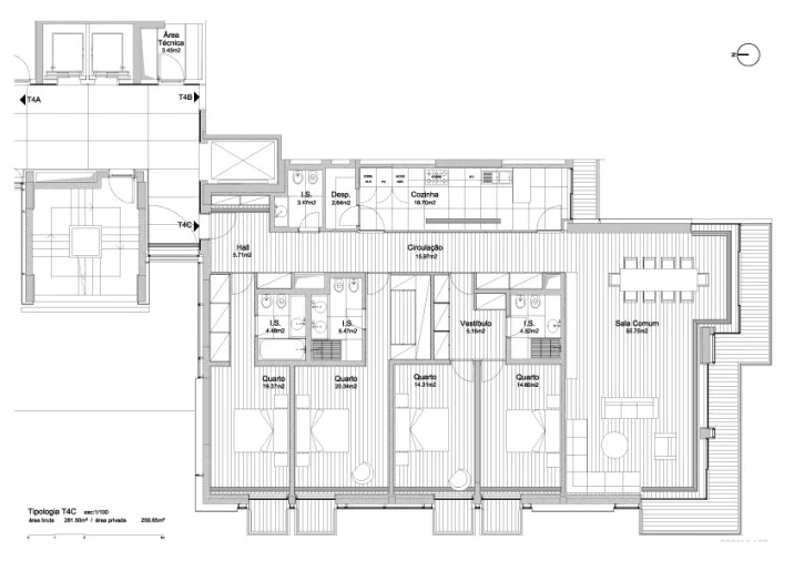 Apartamento T4 para Venda em Belém Planta 1