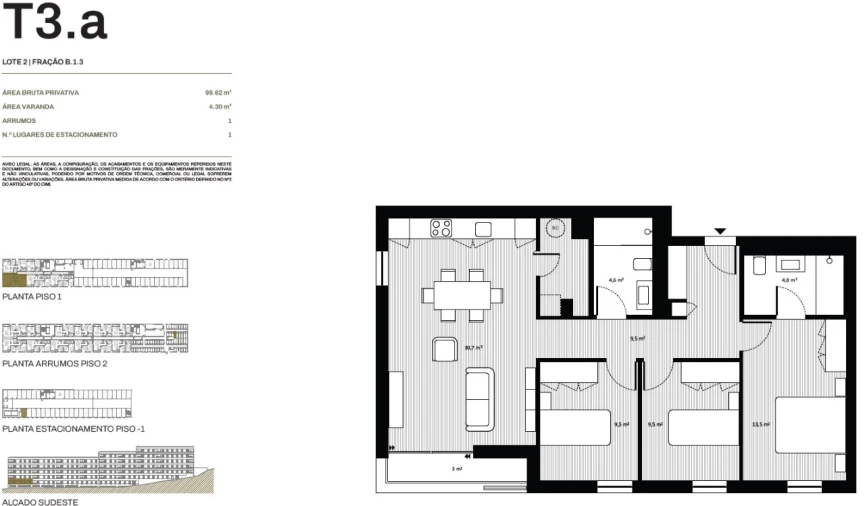 Apartamento T3 para Venda em Rio Tinto Planta 1