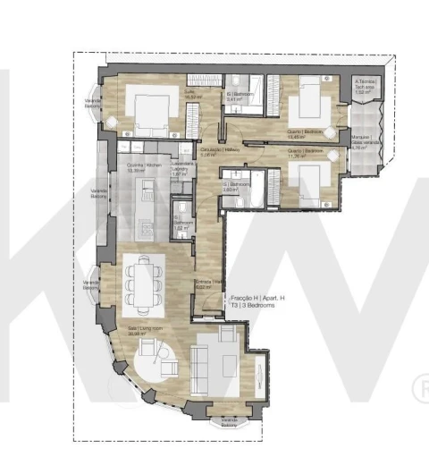 Apartamento T3 para Venda em Avenidas Novas