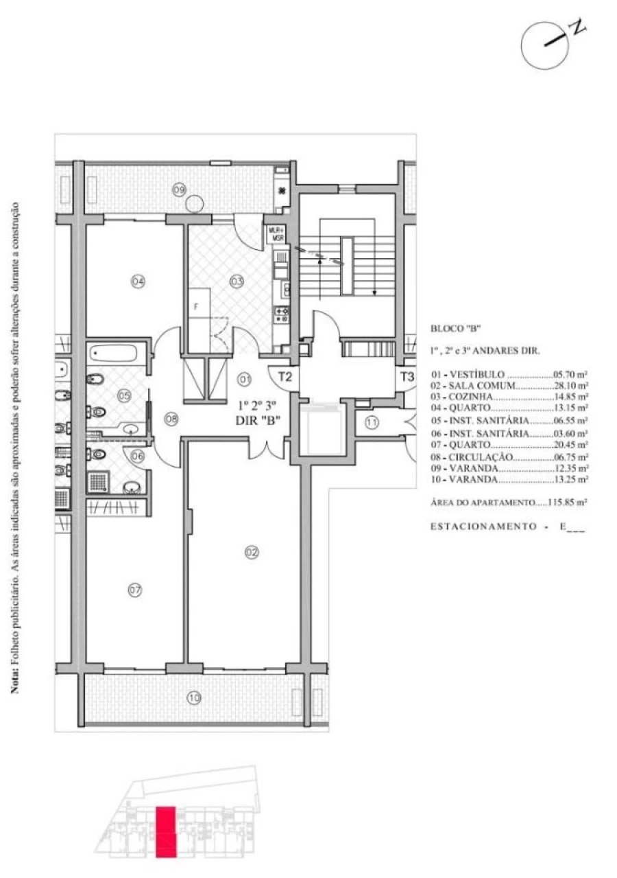 Apartamento T2 para Venda em Loule (São Clemente) Planta 1