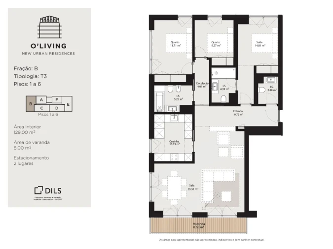 Apartamento T3 para Venda em Olivais Planta 1