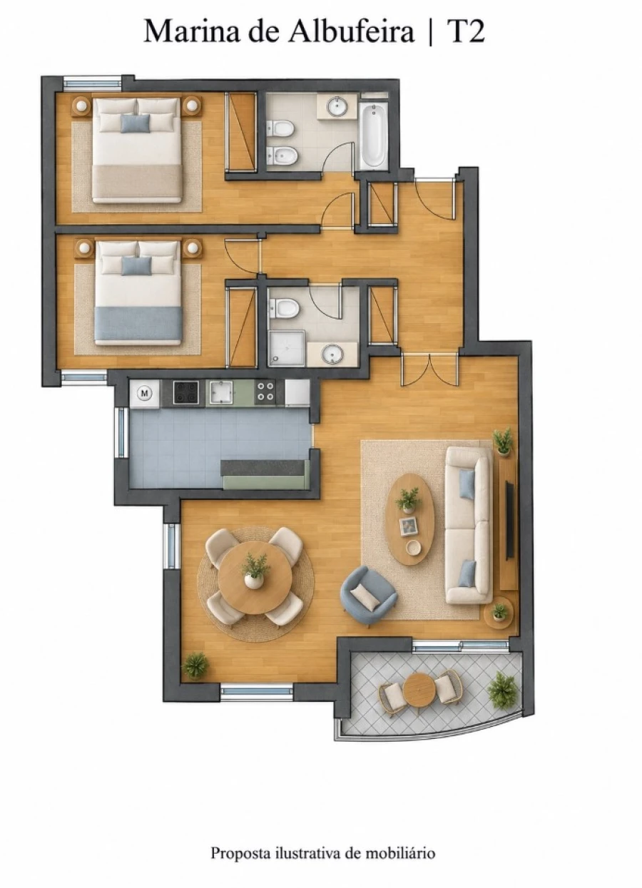 Apartamento T2 para Venda em Albufeira e Olhos de Água Planta 2
