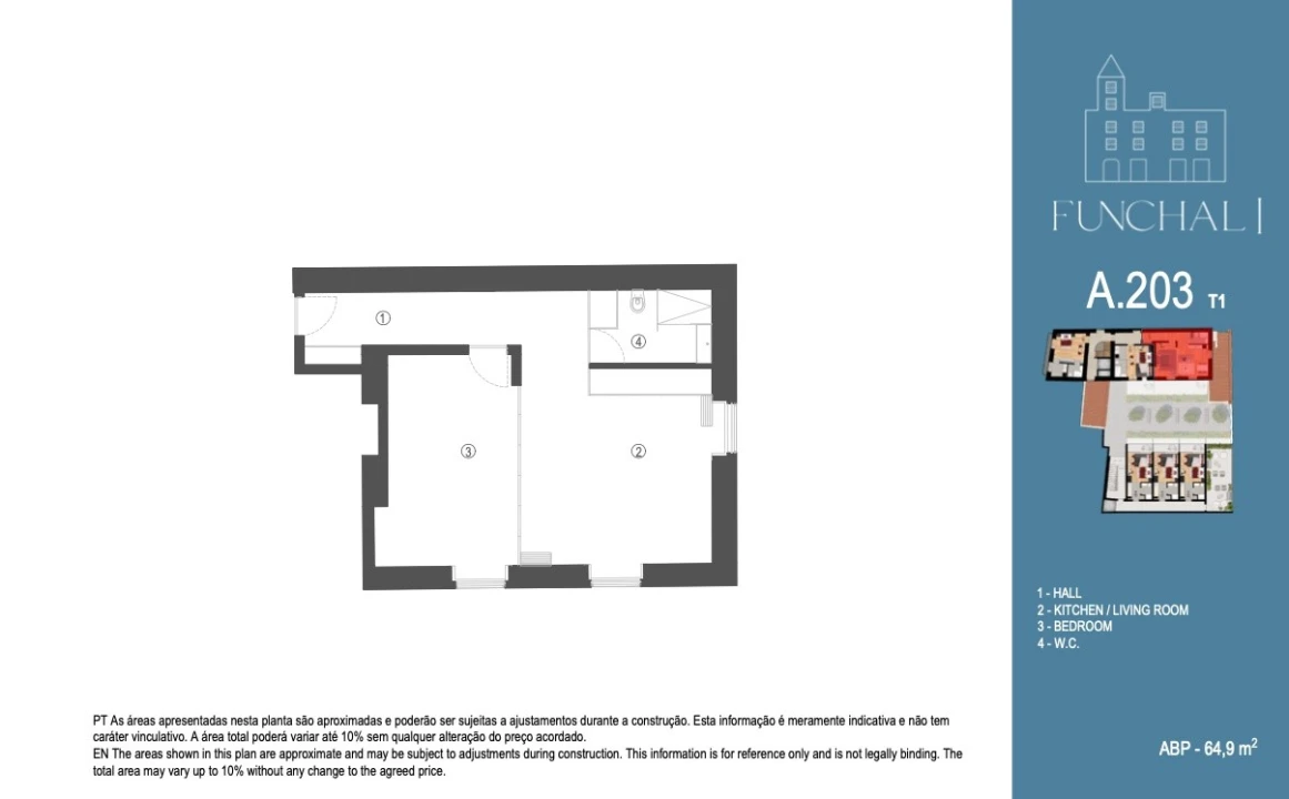 Apartamento T1 para Venda em Funchal (São Pedro) Planta 2