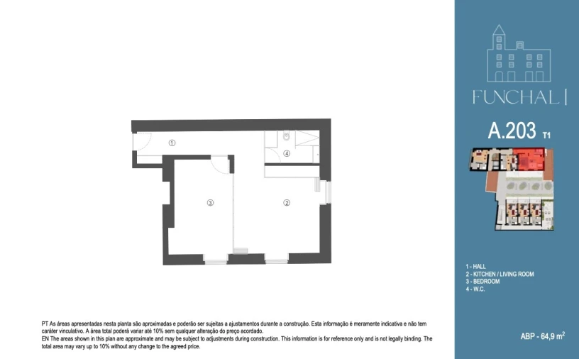 Apartamento T1 para Venda em Funchal (São Pedro) Planta 2