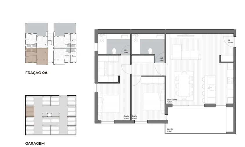Apartamento T2 para Venda em Poiares (Santo Andre) Planta 1