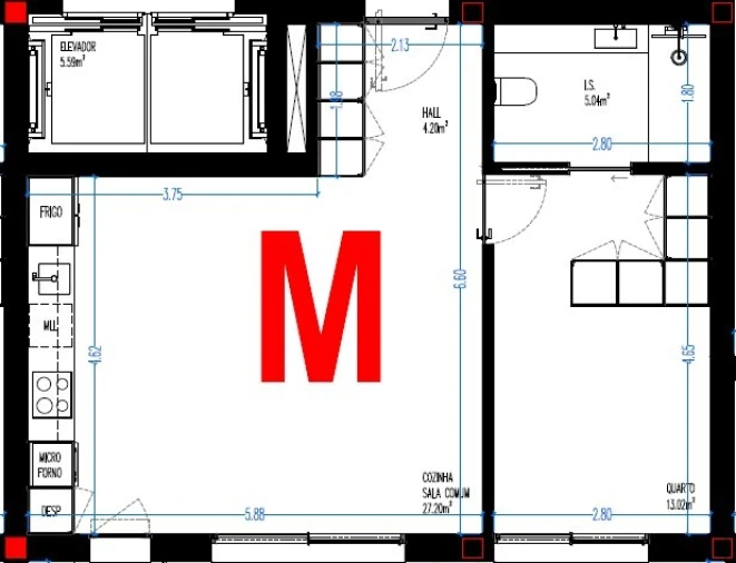 Apartamento T1 para Venda em Gondomar (São Cosme), Valbom e Jovim Planta 1