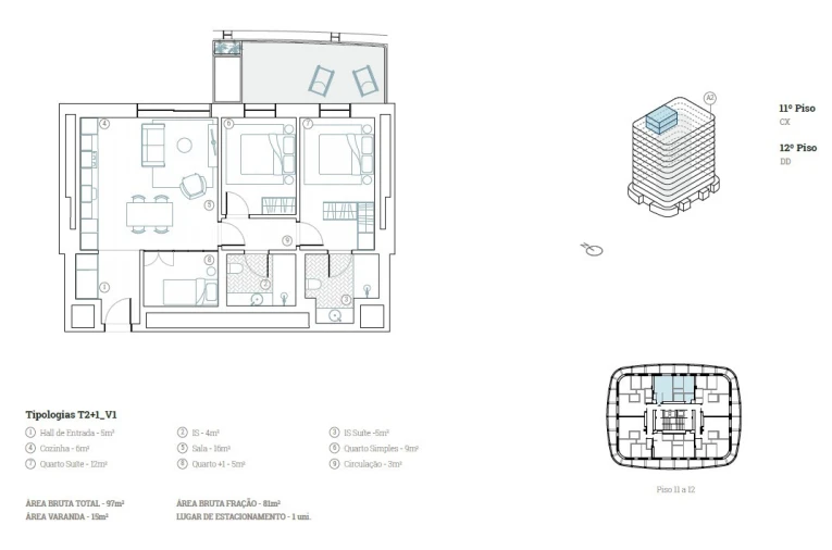 Apartamento T2 para Venda em Paranhos Planta 1
