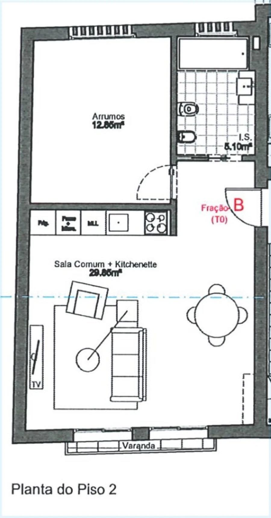 Apartamento T1 para Venda em Nazare Planta 1