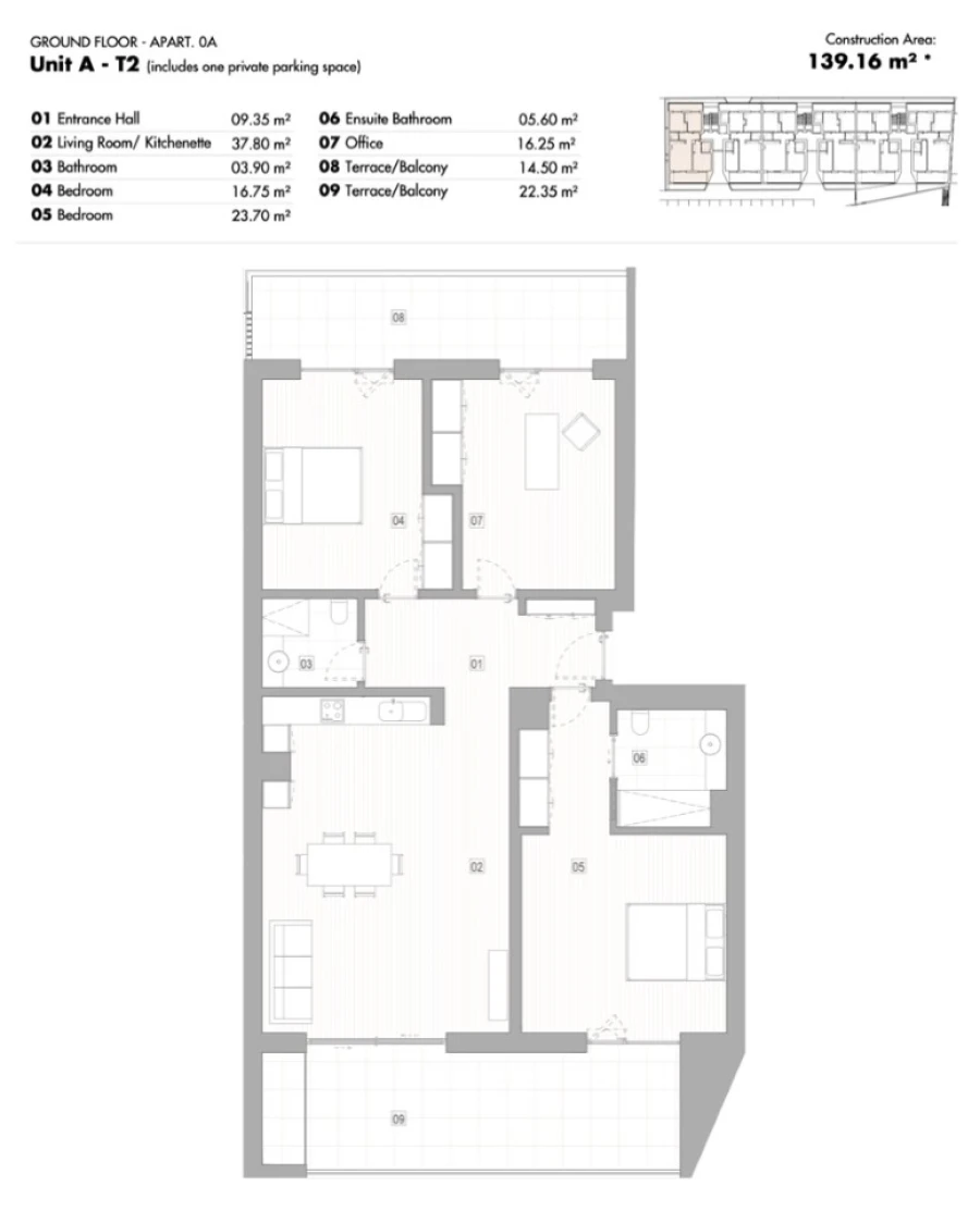 Apartamento T2 para Venda em Lagos (São Sebastião e Santa Maria) Planta 1