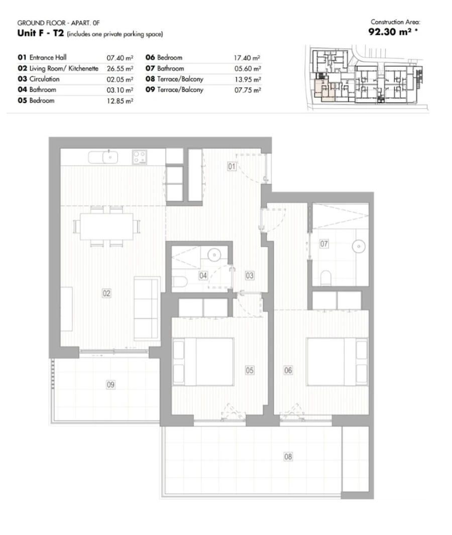 Apartamento T2 para Venda em Lagos (São Sebastião e Santa Maria) Planta 1