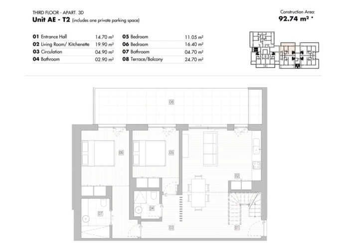 Apartamento T2 para Venda em Lagos (São Sebastião e Santa Maria) Planta 1