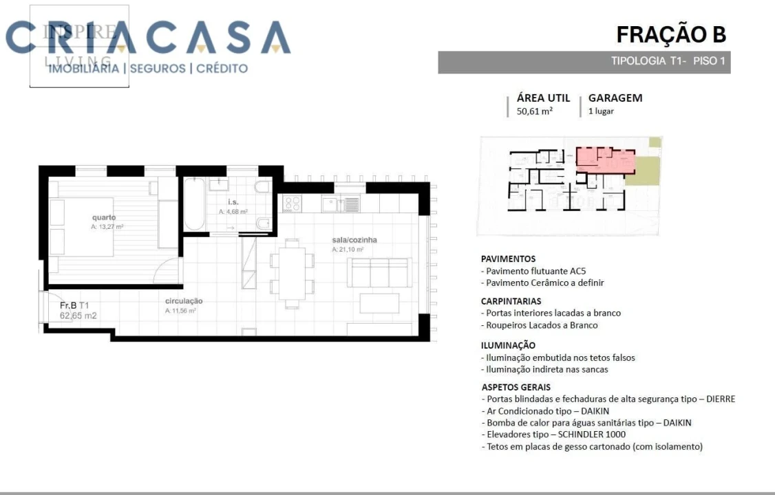 Apartamento T1 para Venda em Viseu Foto 5