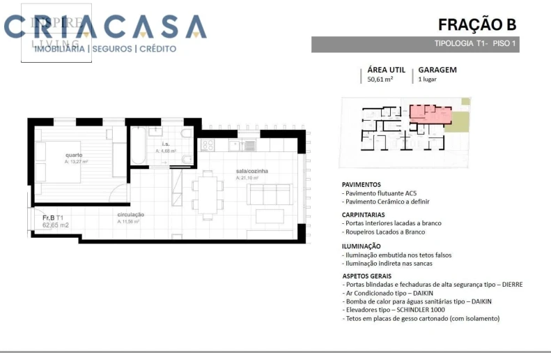 Apartamento T1 para Venda em Viseu Foto 5