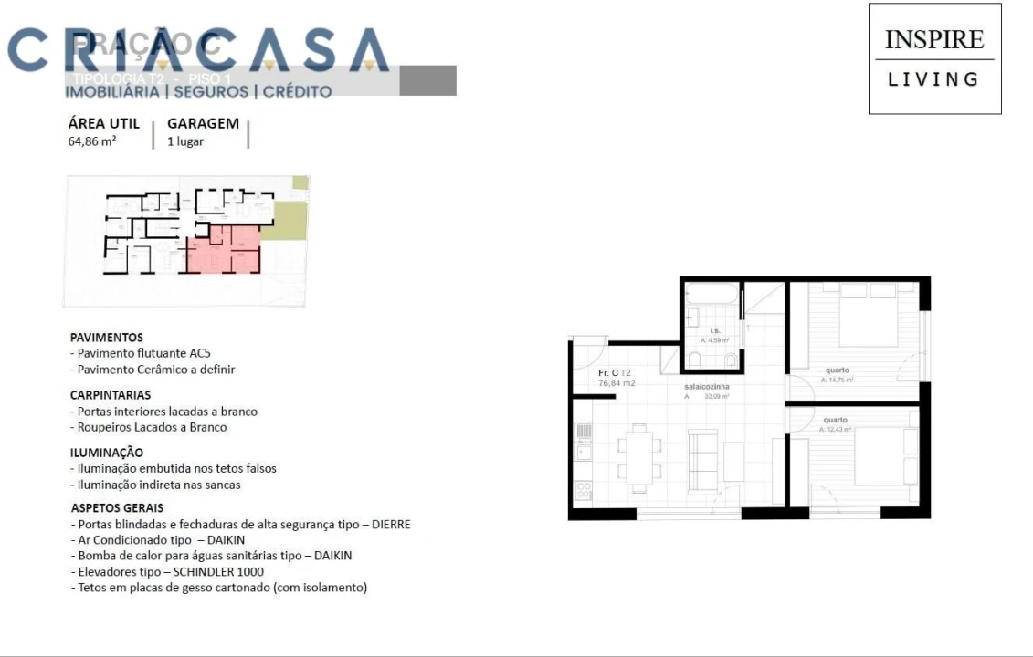 Apartamento T2 para Venda em Viseu Foto 5