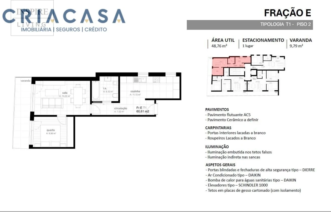 Apartamento T1 para Venda em Viseu Foto 6