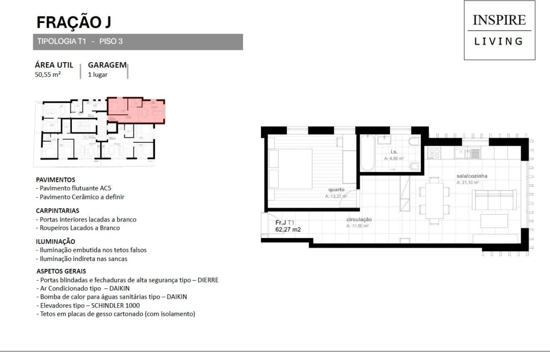 Apartamento T1 para Venda em Viseu Foto 4