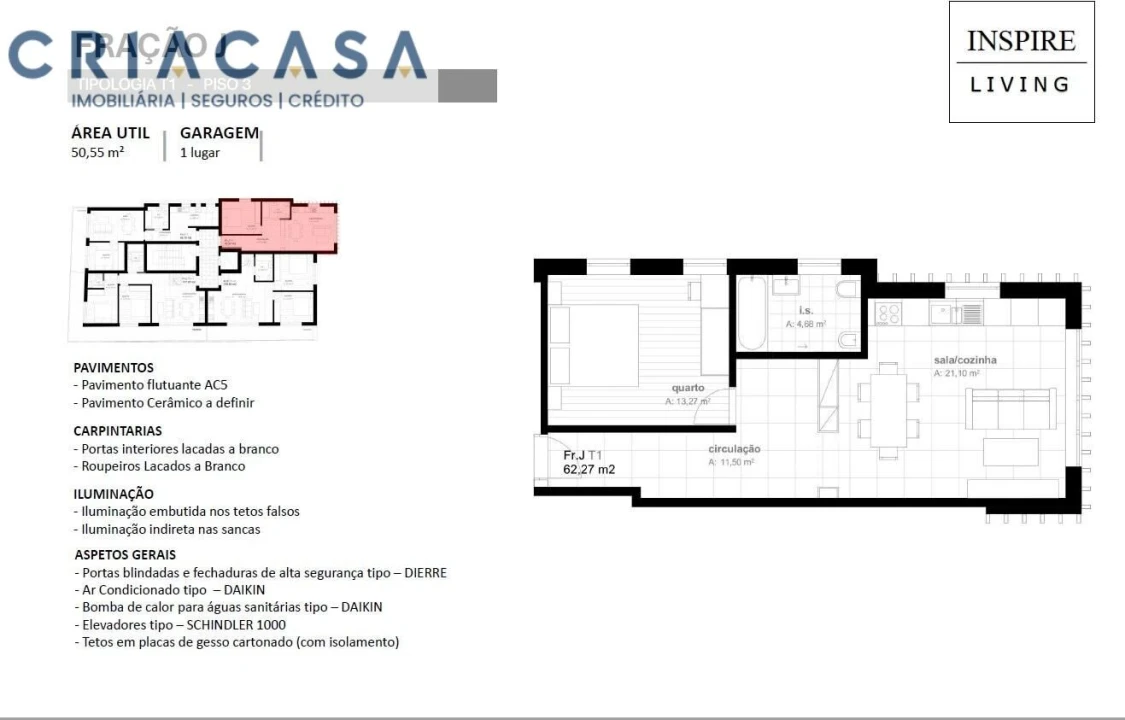 Apartamento T1 para Venda em Viseu Foto 4