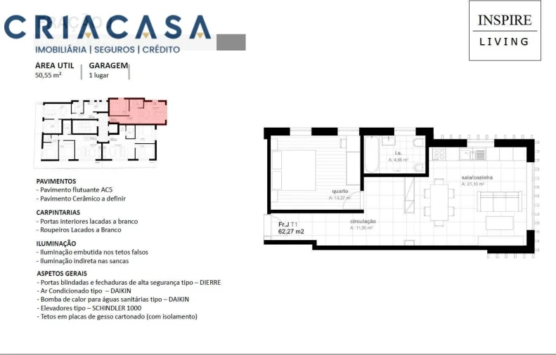 Apartamento T1 para Venda em Viseu Foto 2