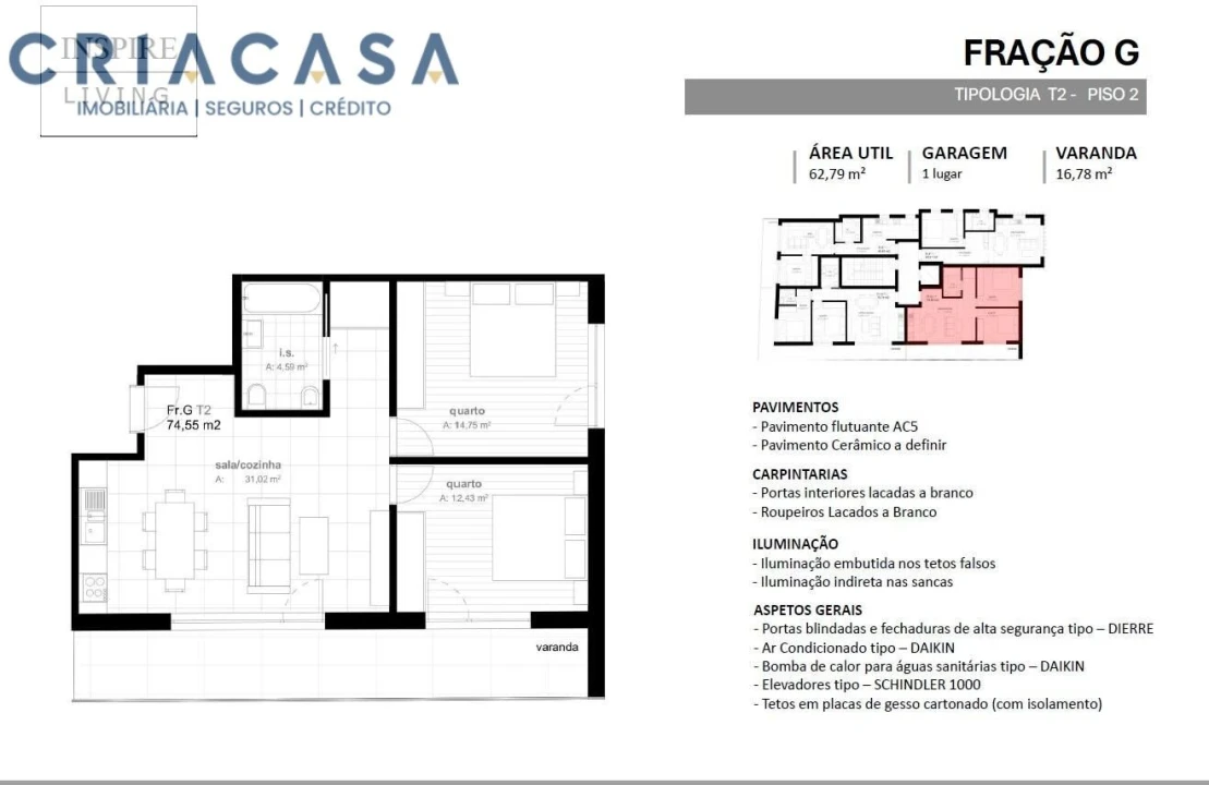 Apartamento T2 para Venda em Viseu Foto 7