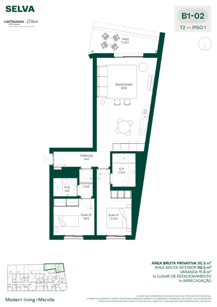 Apartamento T2 para Venda em Marvila Planta 1