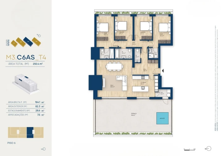 Apartamento T4 para Venda em Canidelo Planta 1