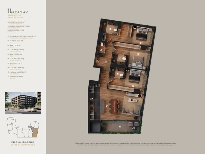 Apartamento T3 para Venda em Santo Antonio Planta 1