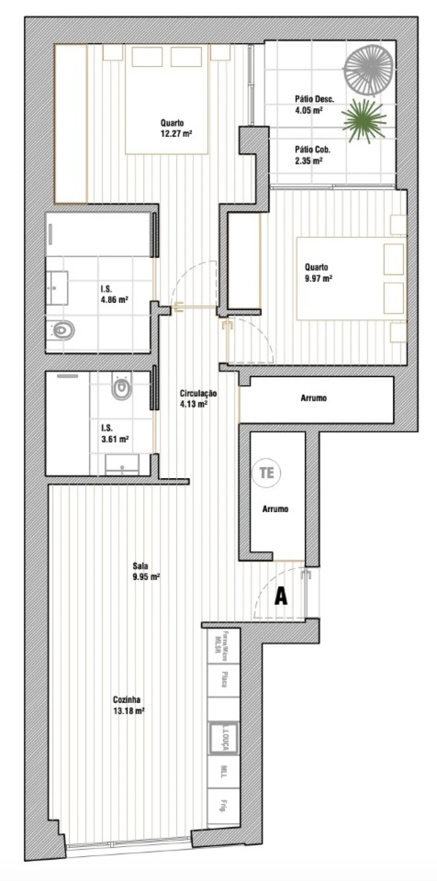 Apartamento T2 para Venda em Glória e Vera Cruz Planta 1