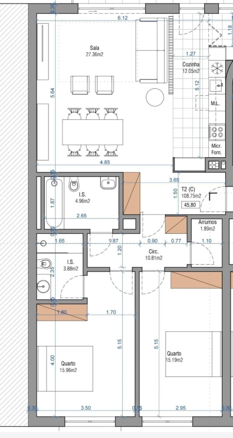 Apartamento T2 para Venda em Setubal (São Sebastião) Planta 1
