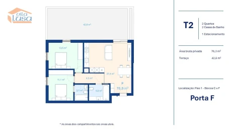 Apartamento T2 para Venda em Mafamude e Vilar do Paraíso