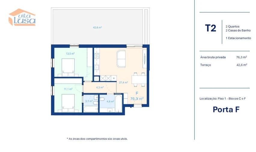 Apartamento T2 para Venda em Mafamude e Vilar do Paraíso Foto 7