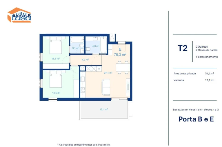 Apartamento T2 para Venda em Mafamude e Vilar do Paraíso Foto 22