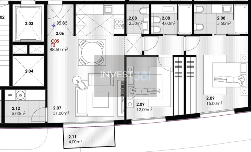 Apartamento T2 para Venda em Canidelo Foto 13