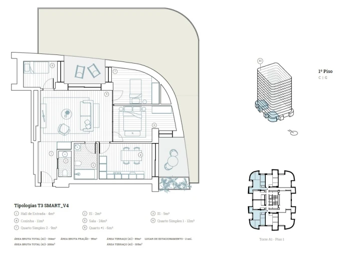 Apartamento T3 para Venda em Paranhos Planta 1