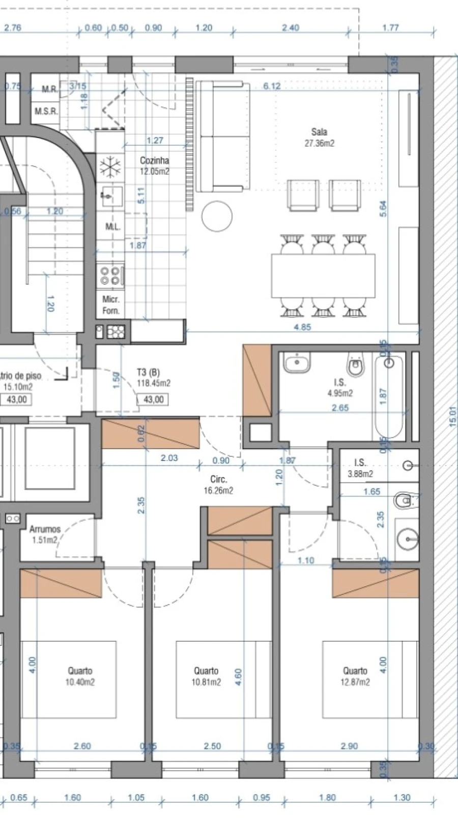 Apartamento T3 para Venda em Setubal (São Sebastião) Planta 1