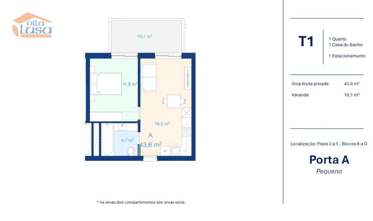 Apartamento T1 para Venda em Mafamude e Vilar do Paraíso Foto 8