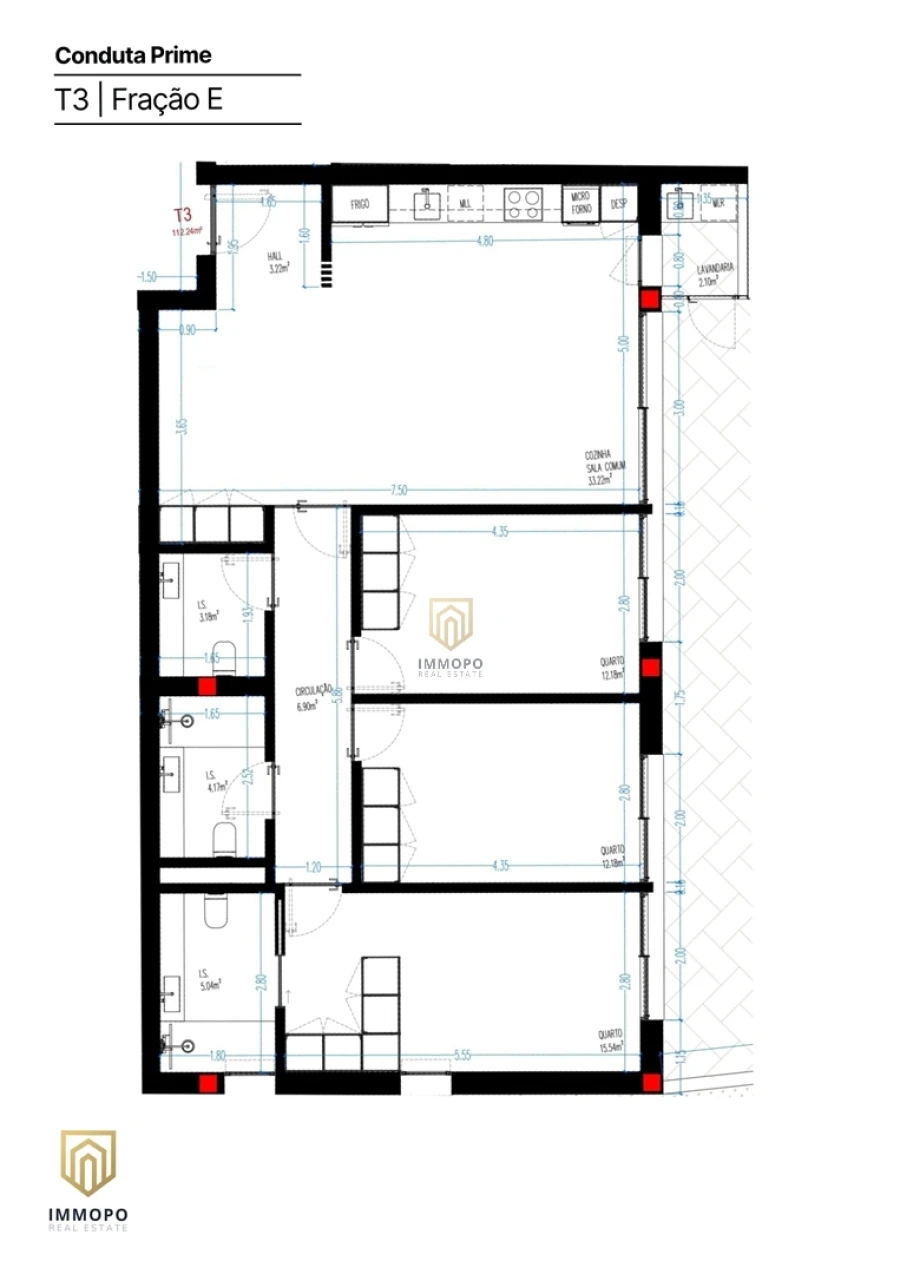 Apartamento T3 para Venda em Rio Tinto Planta 1