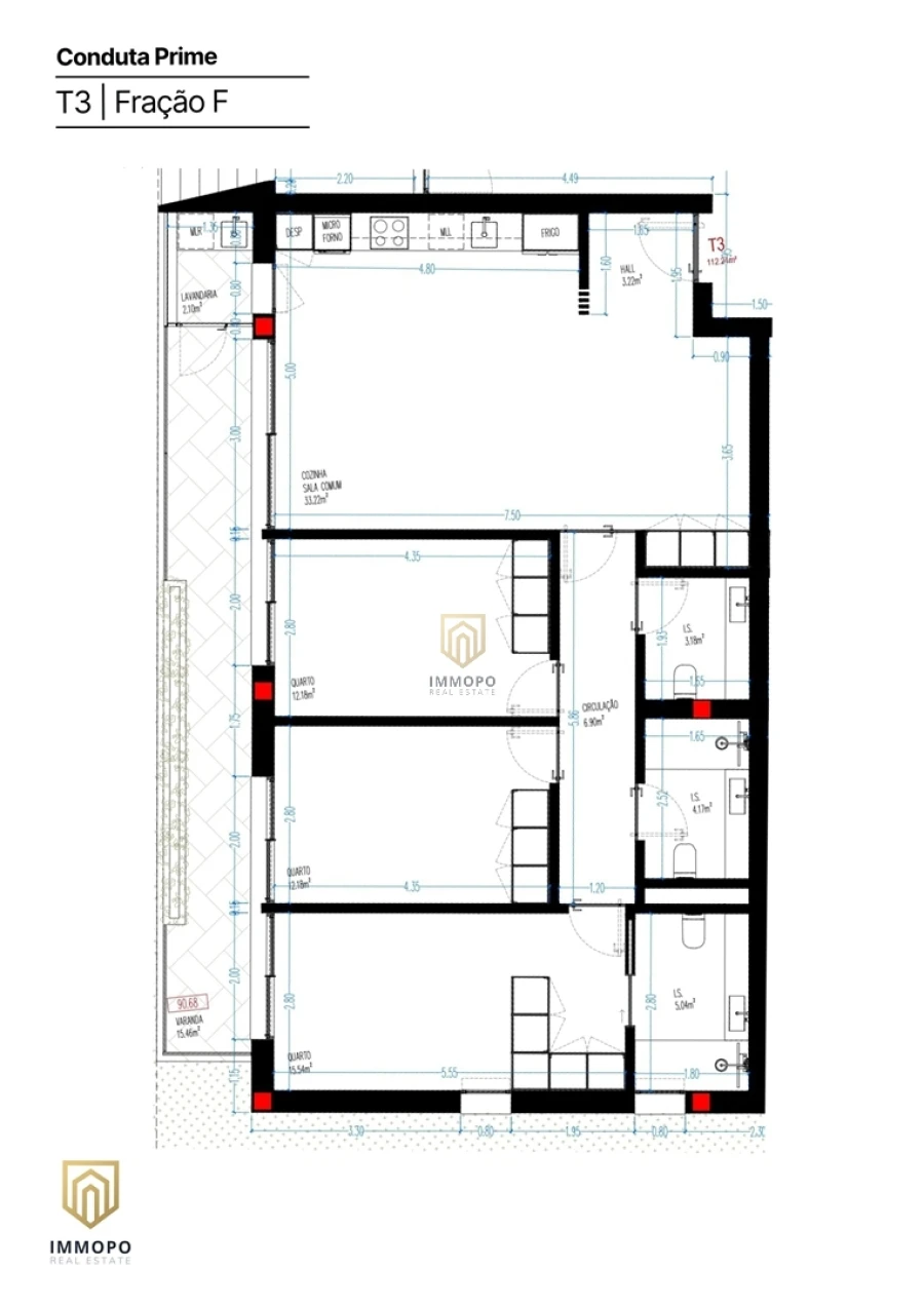 Apartamento T3 para Venda em Rio Tinto Planta 1
