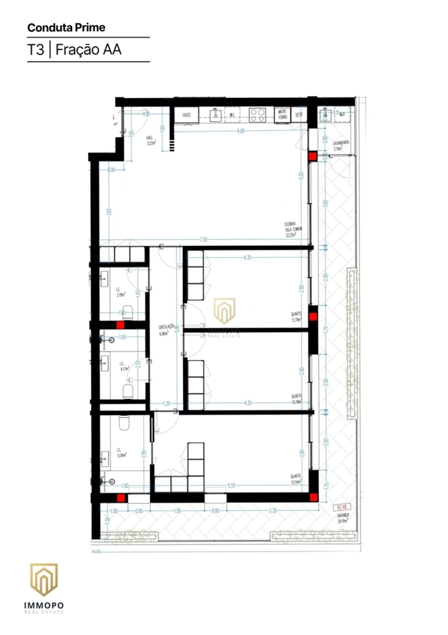 Apartamento T3 para Venda em Rio Tinto Planta 1