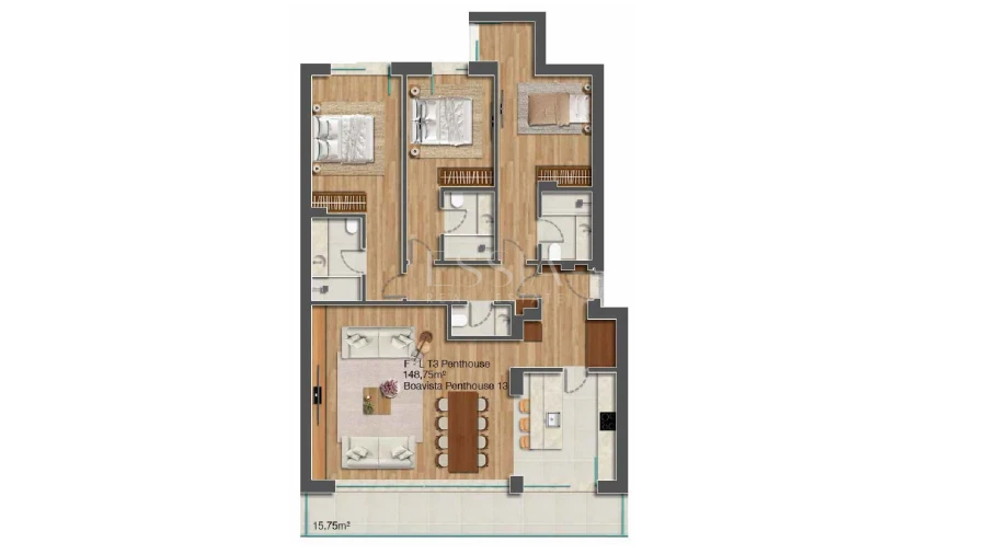 Apartamento T3 para Venda em Lordelo do Ouro e Massarelos Planta 1