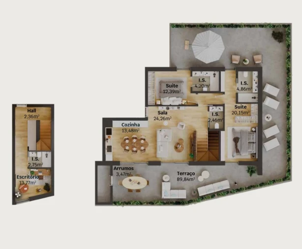 Apartamento T3 para Venda em Glória e Vera Cruz Planta 1