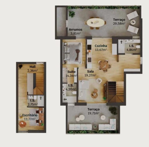 Apartamento T2 para Venda em Glória e Vera Cruz Planta 1