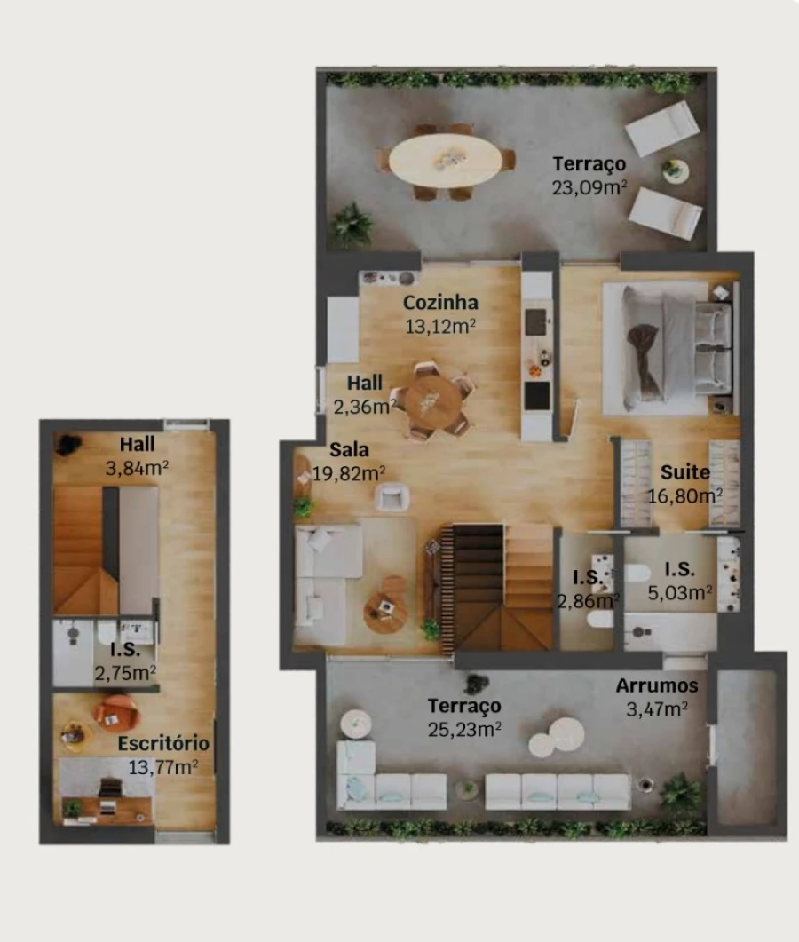Apartamento T2 para Venda em Glória e Vera Cruz Planta 1