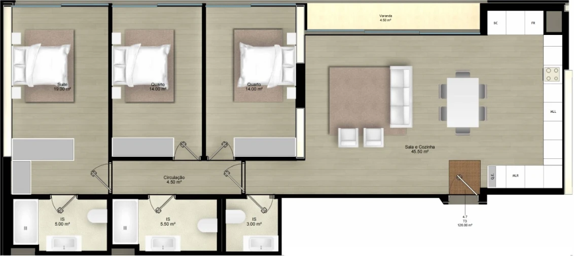Apartamento T3 para Venda em Campolide Planta 1