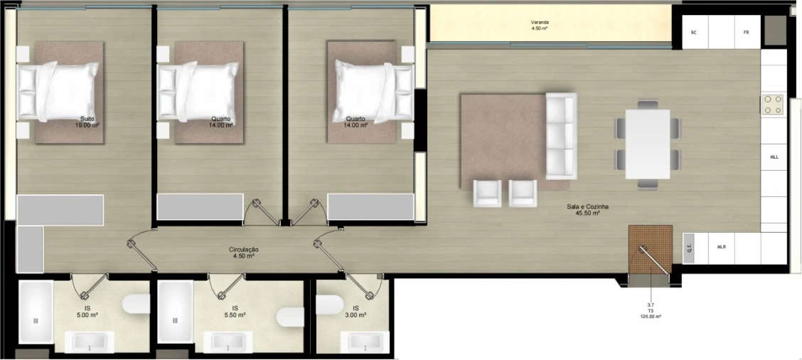 Apartamento T3 para Venda em Campolide Planta 1