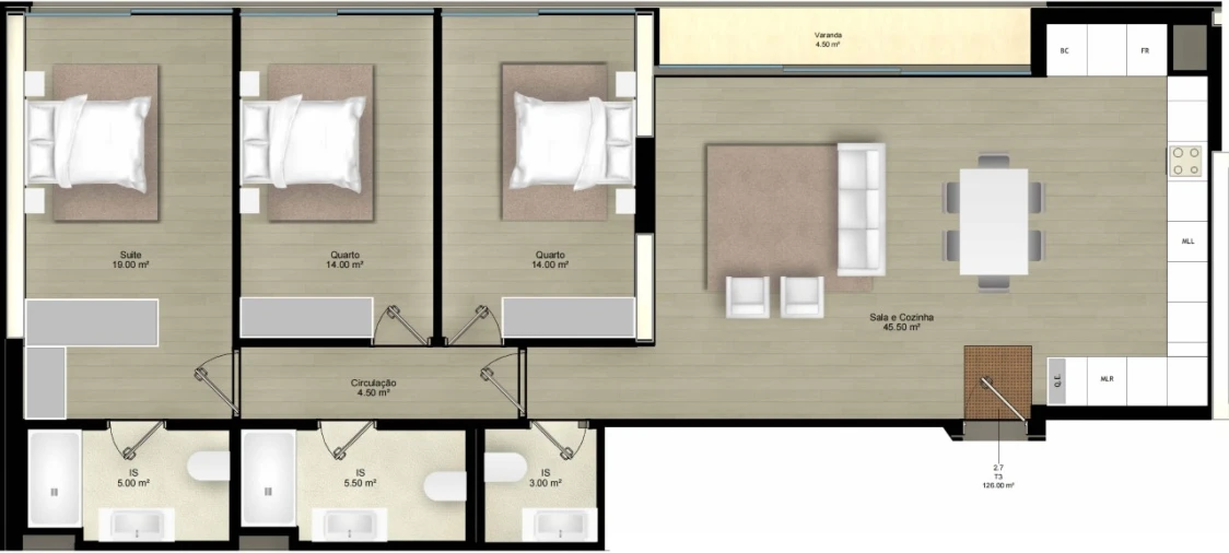 Apartamento T3 para Venda em Campolide Planta 1