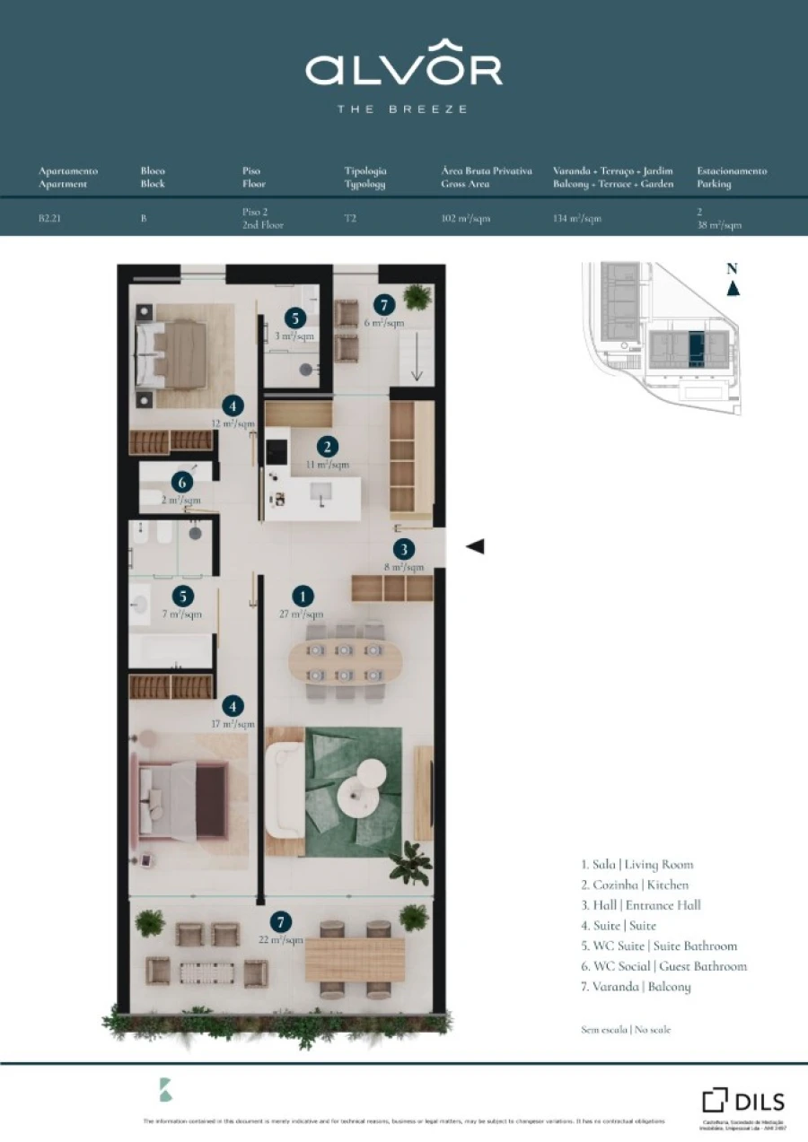 Apartamento T2 para Venda em Alvor Planta 1
