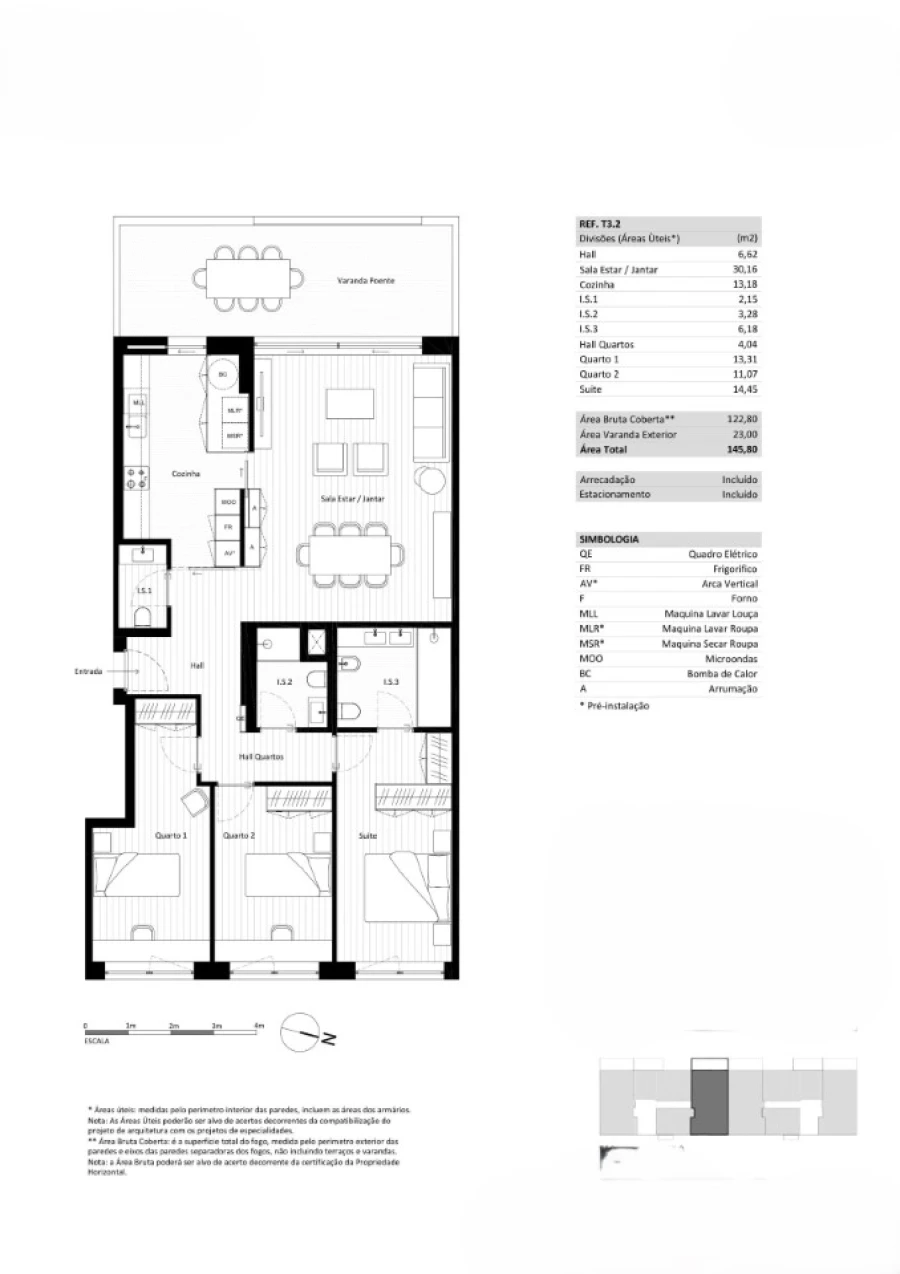 Apartamento T3 para Venda em Matosinhos e Leça da Palmeira Planta 1