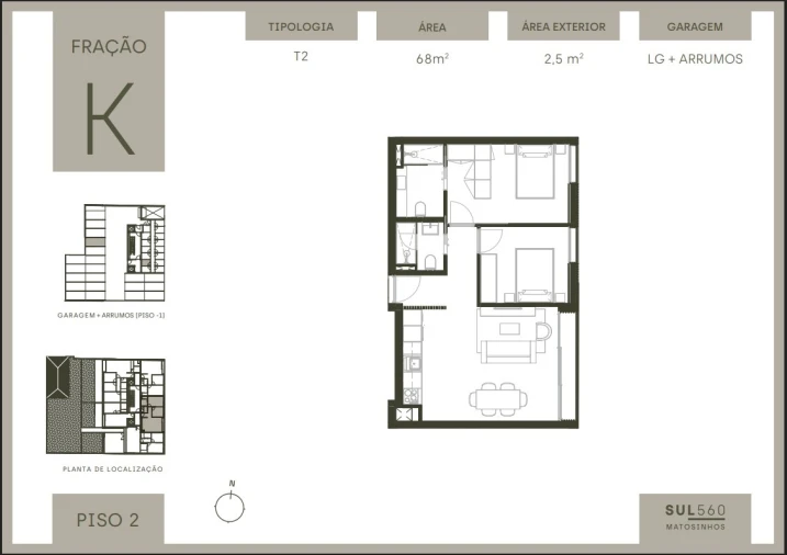Apartamento T2 para Venda em Matosinhos e Leça da Palmeira Planta 1