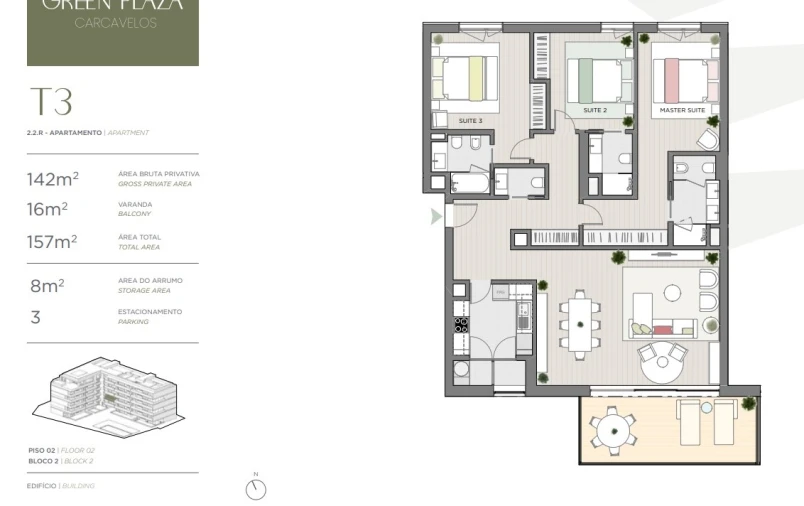 Apartamento T3 para Venda em Carcavelos e Parede Planta 2