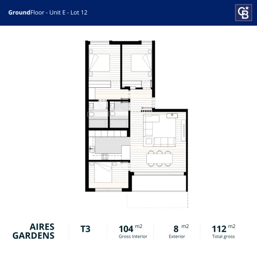 Apartamento T3 para Venda em Palmela Planta 1